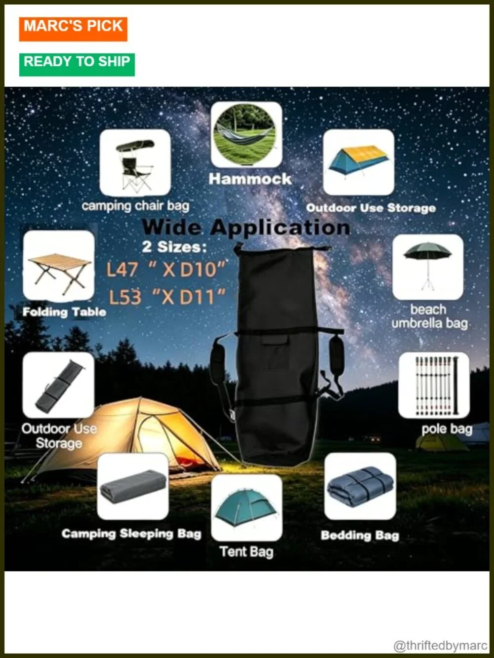 Heavy Duty 900D Oxford Camping Chair Bag, Padded Shoulder Straps, Click Clack